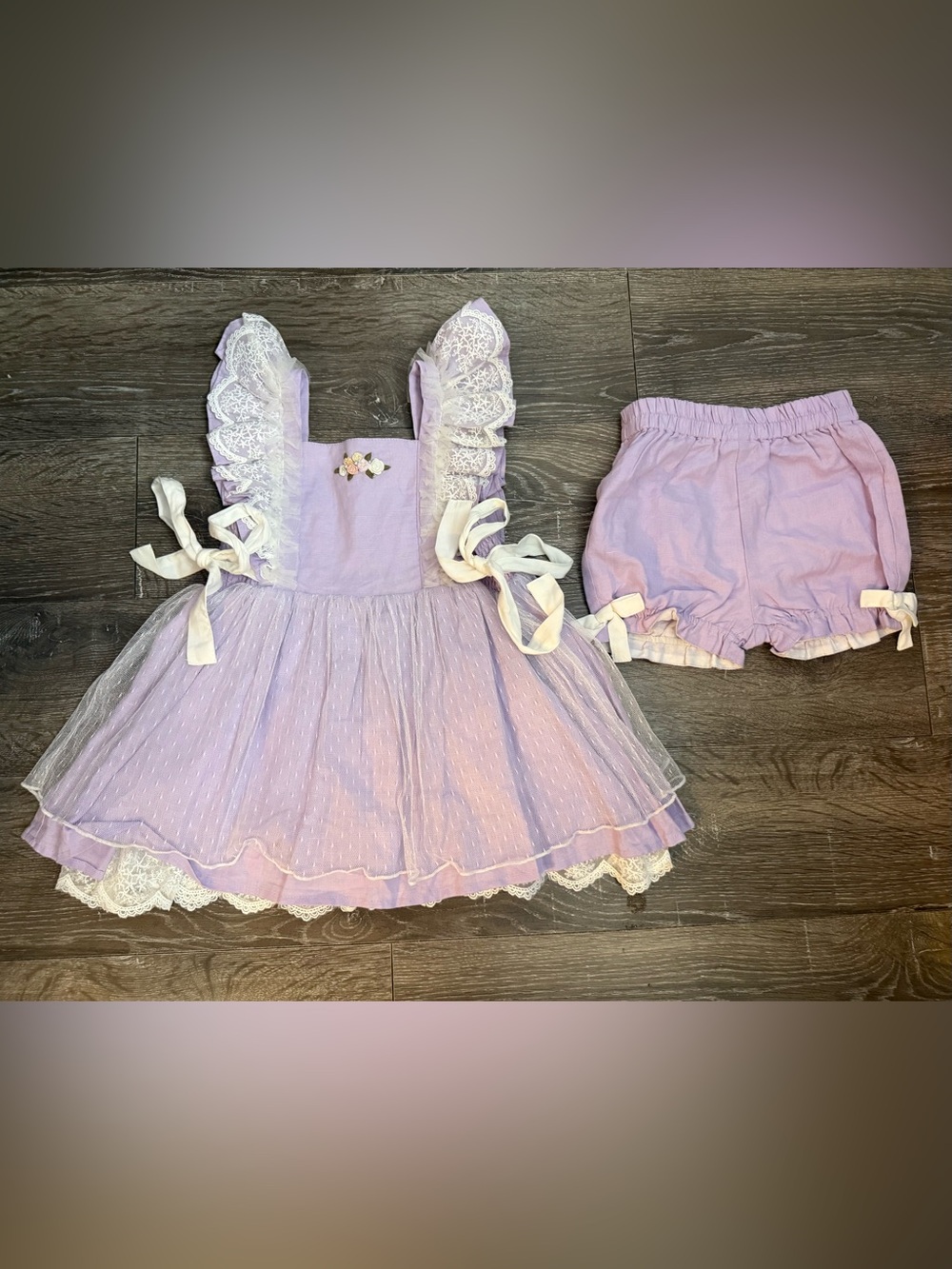 Love and Grow Clothing Lavender Linen Embroidered Dress Size 4